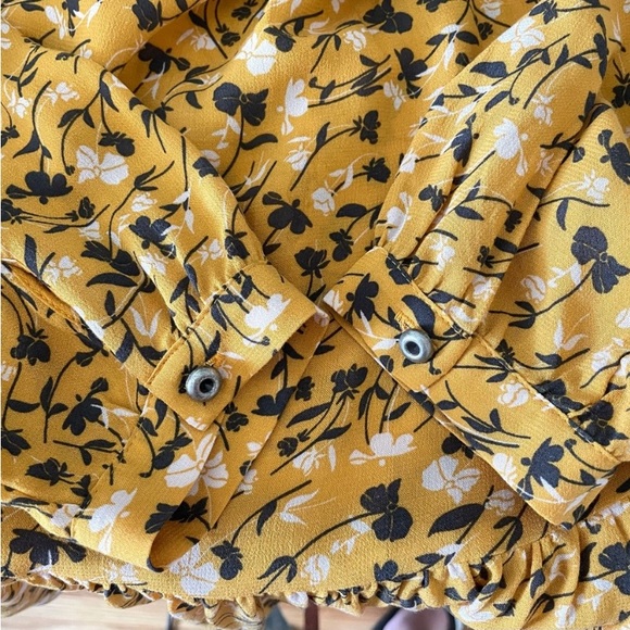 Anthro Maeve Mustard Floral Swing Peplum Blouse Top - Picture 8 of 13